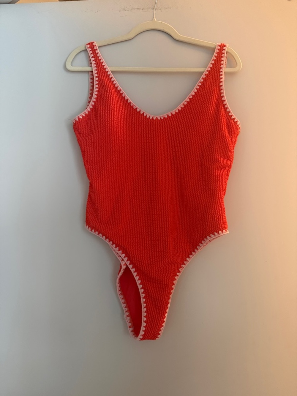 Fashion Nova Orange Textured One-Piece Swimwear